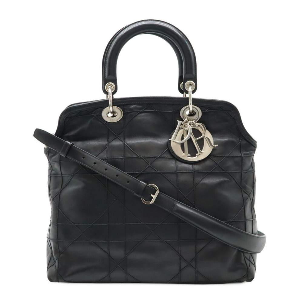 Christian Dior Granville Cannage Shoulder Bag black leather